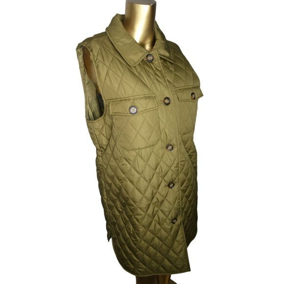 Marc New York Women's Olive Green Long Quilted Vest Size‎ L - Picture 2 of 7